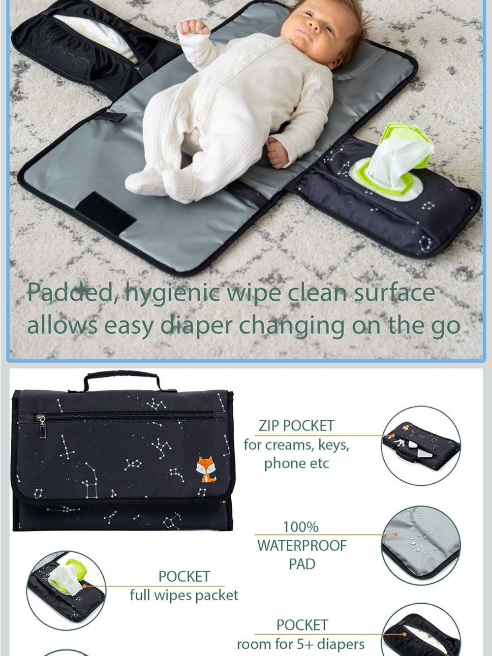 Portable changing baby bag